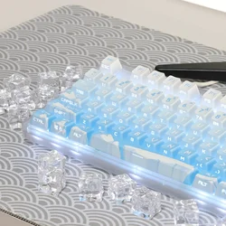 Korean Glacier Side-Engraved Translucent Keycaps OEM PBT Sublimation 122-Key DIY Fresh Gradient Blue White KR/korean Keycaps