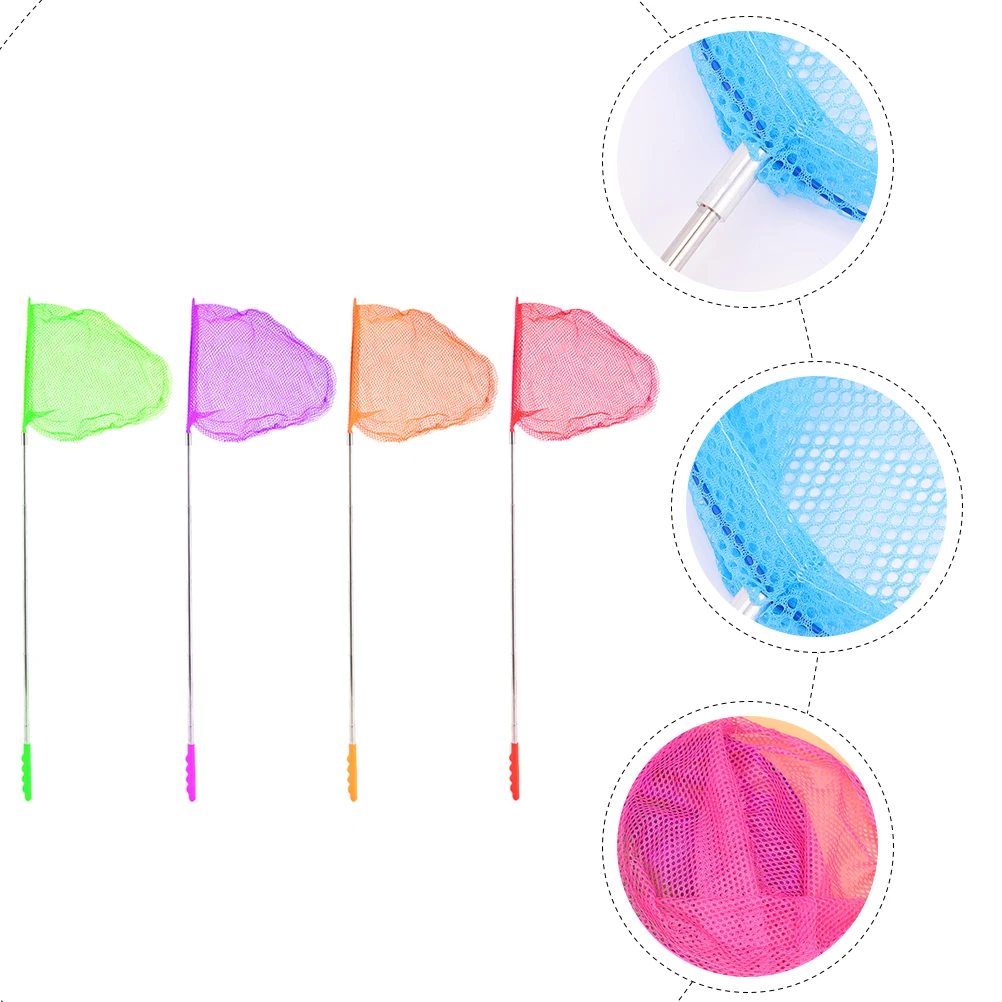 4 قطعة شبكة فراشة قابلة للسحب للأطفال أداة اصطياد الحشرات في الهواء الطلق استكشاف الطبيعة قابلة للتمديد شبكات البق قفص شبكي لصيد الأسماك