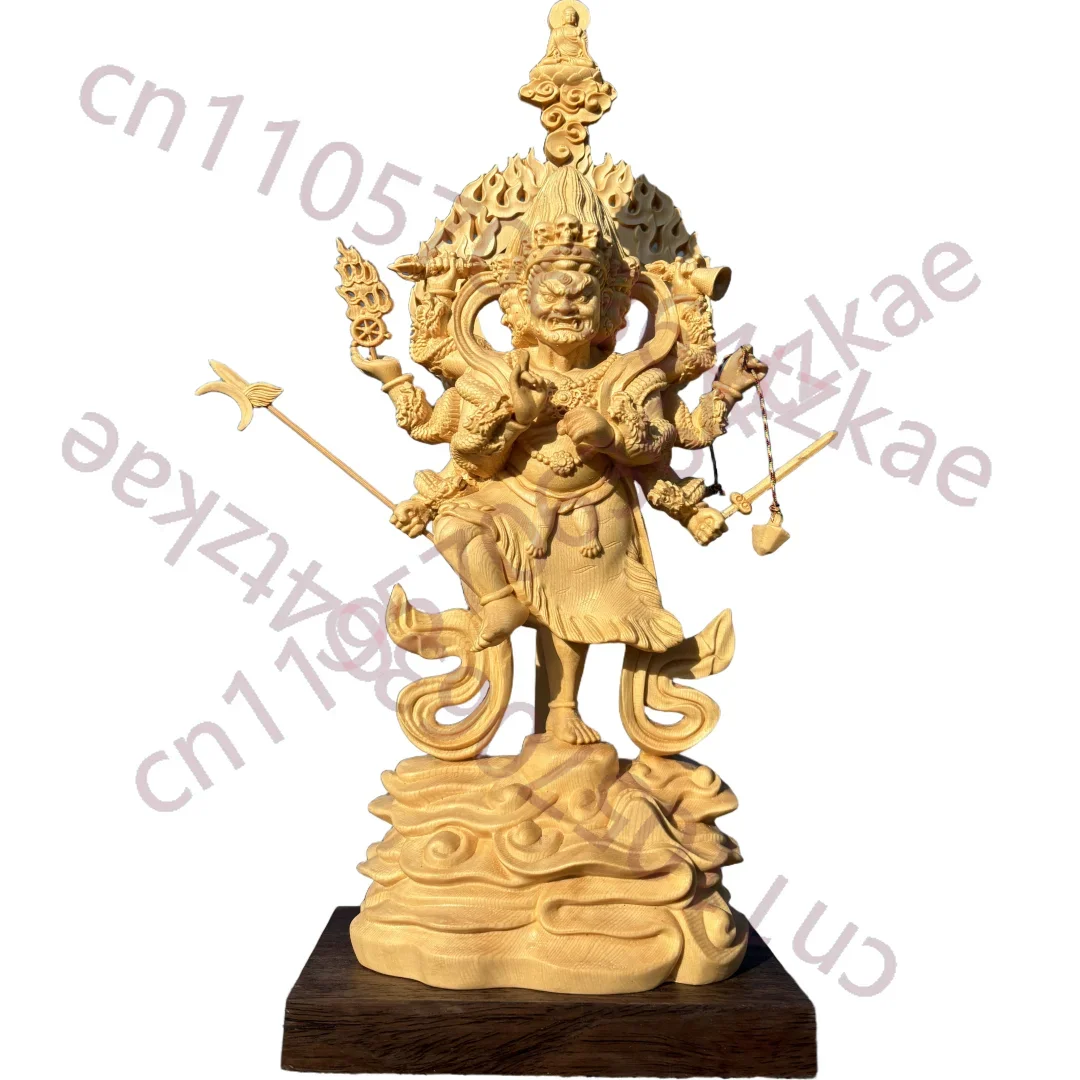 Hand-Carved Hinoki Wood Vajrakilaya Statue - 14.2