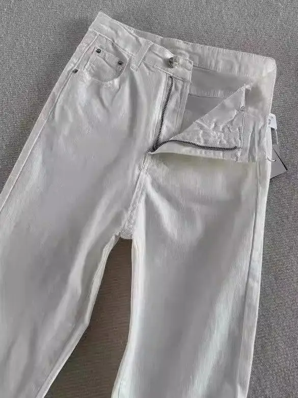 Witte jeans met hoge taille en wijde pijpen Heren lente herfst Cleanfit mes Amerikaanse High Street slanke rechte buisbroek