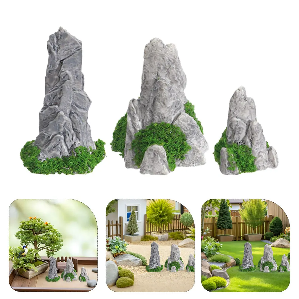 15Pcs Miniature Resin Rockery Set Realistic Mountain Waterfall Decor DIY Zen Garden Micro Landscape Desktop Office Home Bonsai