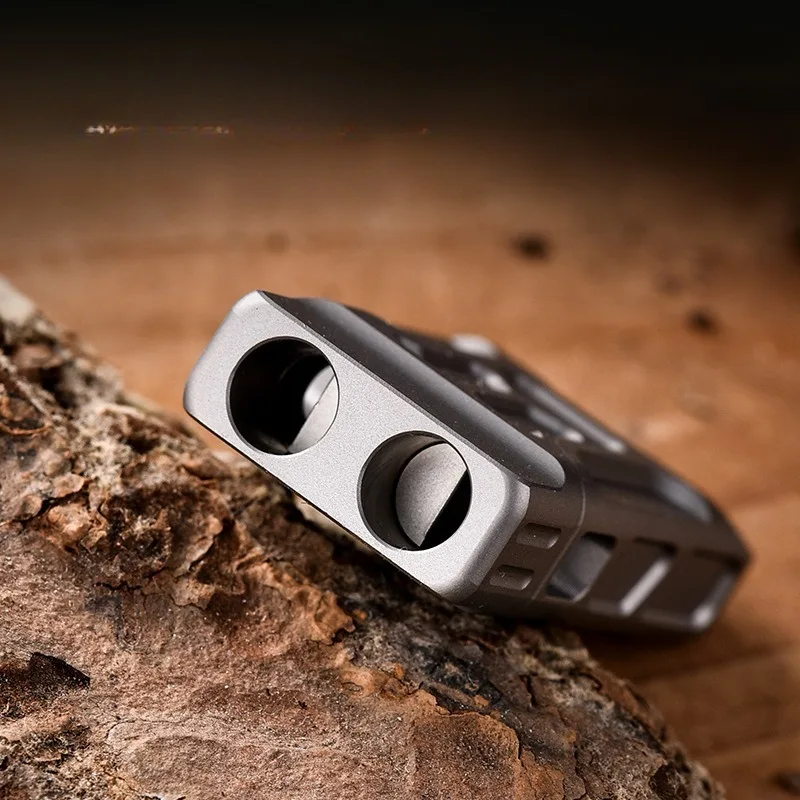 High-Decibel Outdoor Titanium Alloy Whistle High-Frequency Loud Dual-Tube Matte Metal Whistle for Safety and Emergency Use