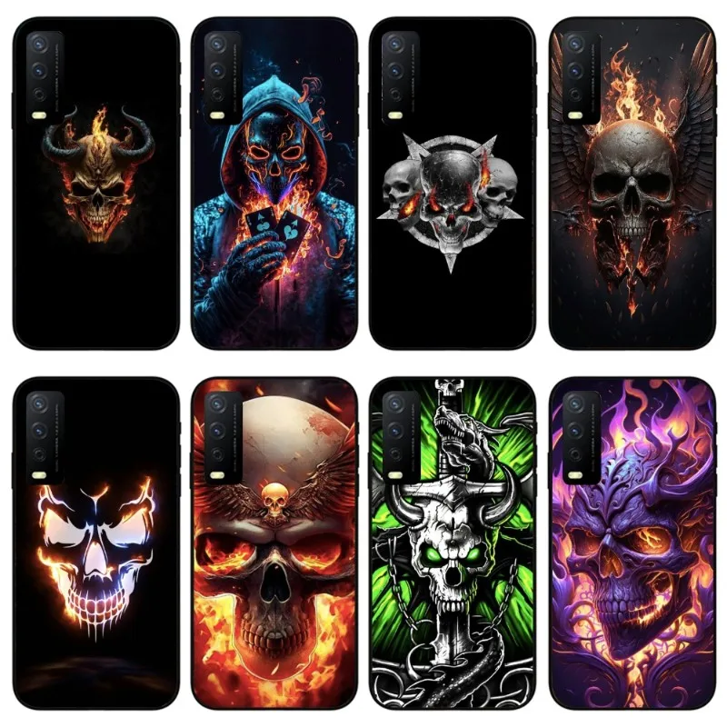 Fire Skull Head Smart Phone Case for VIVO Y95 Y93 Y31 Y20 V19 V17 V15 Pro X60 NEX Black Soft Phone Cover Funda