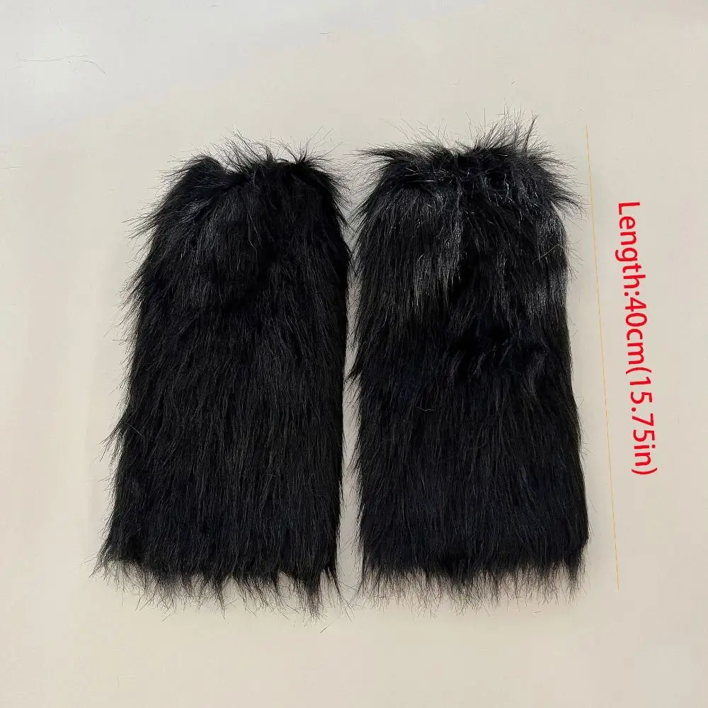 لطيف Y2k تقليد الفراء تدفئة الساق JK الرجعية الشتاء الساق يغطي غطاء القدم سميكة واقي أحذية بلاستيك الفتيات