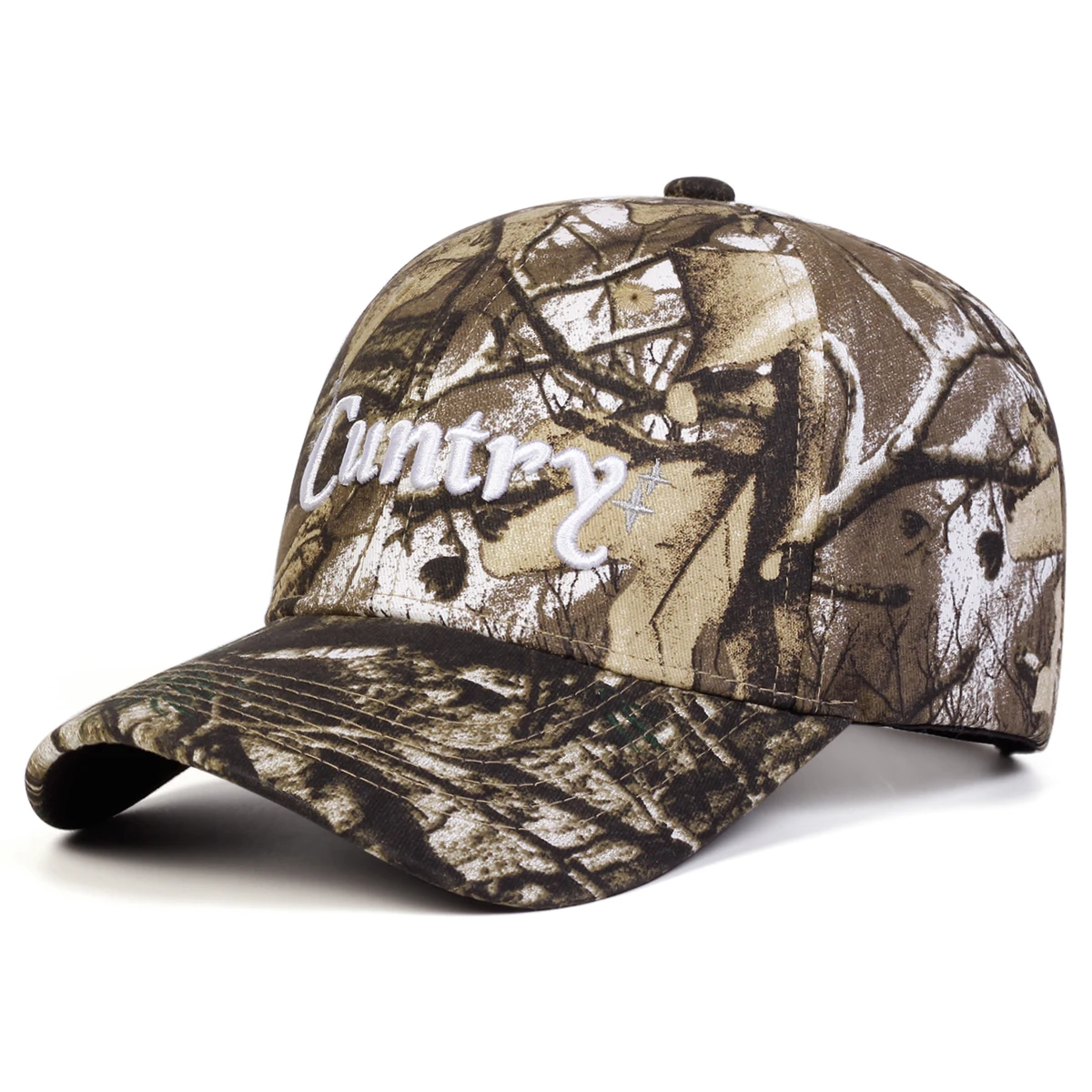 Unisex CUNTRY Baseballkappen mit Stickerei, Camouflage-Muster, für Frühling und Herbst, verstellbare Freizeithüte für den Außenbereich, Sonnenschutzhut, Sportkappe – Detail 3