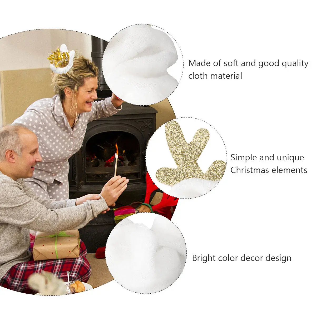 

1Pcs Elk Hair Rope Christmas Antler Style Elastic Hair Accessory Bright Color Stretchy Ponytail Holder for Women Daily Use