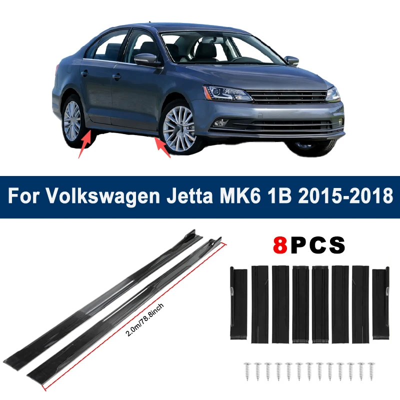 

2m Sectional Side Skirt Extension Lips For Volkswagen VW Jetta MK6 1B 2015-2018 - Racing Side Spoiler Car Modified Body Kit