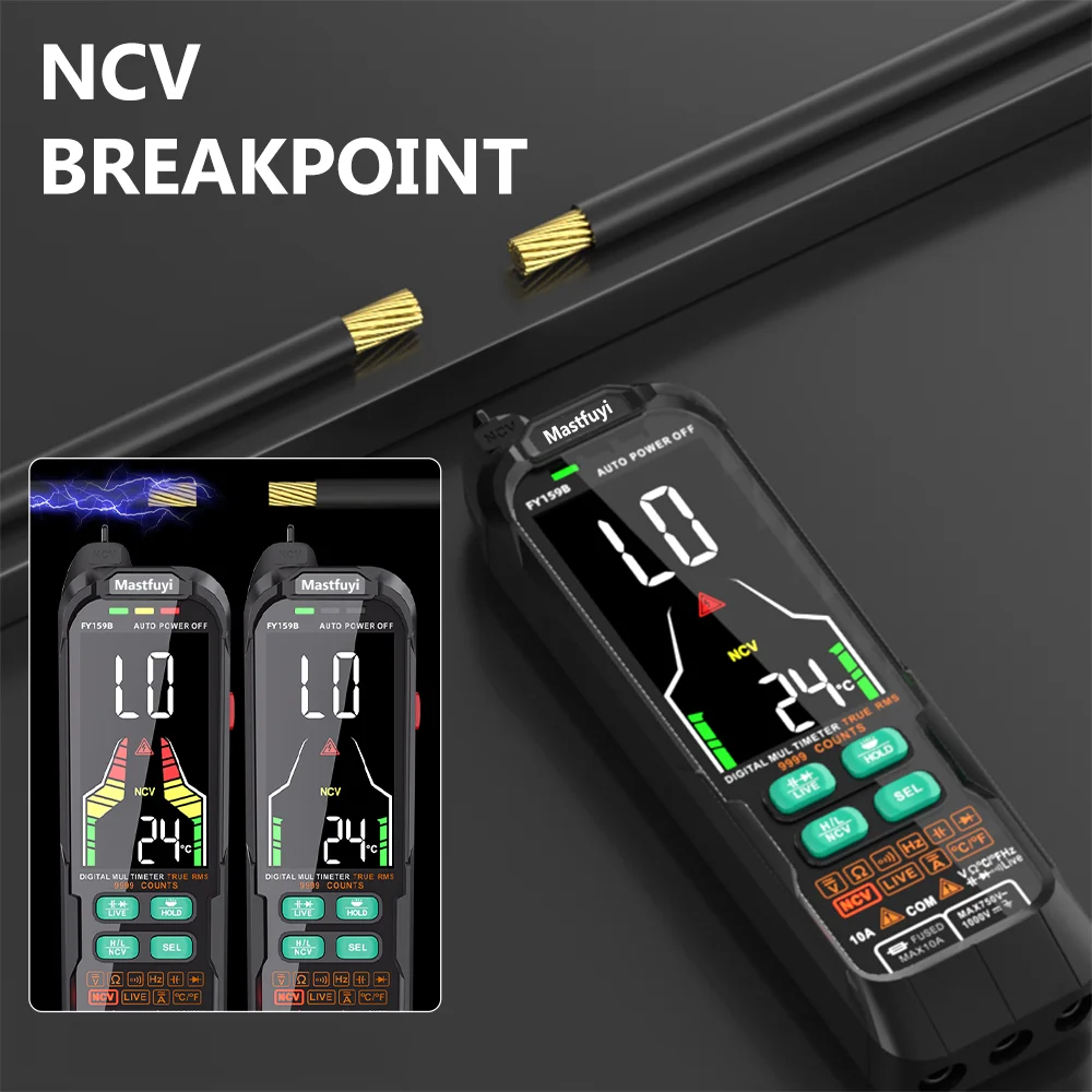 Imagem -04 - Mastfuyi-usb Carga Multímetro Digital ac dc Tensão Corrente 9999 Contagem True Rms Alcance Automático Voltímetro Capacitância Ohm Tester