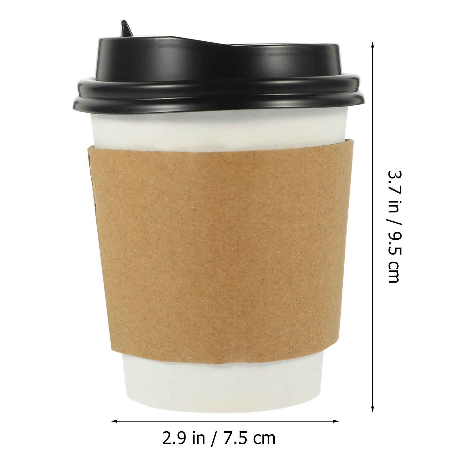 

50Sets Disposable Coffee Cups Thick Hot Beverage Cups Ergonomic Design Lid Sleeve for Milk Tea Juice Party Drinks
