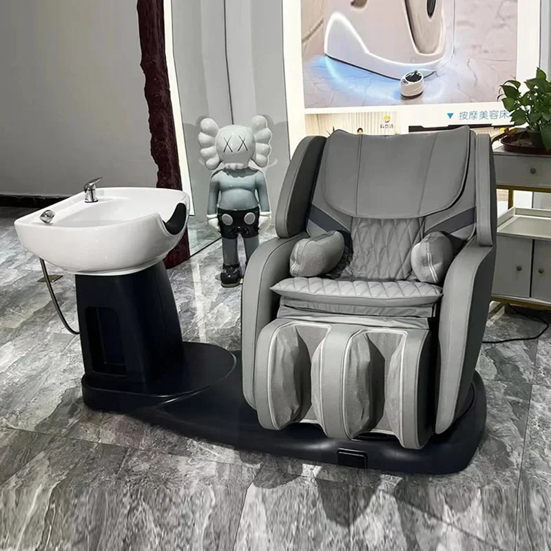 Shaving Treatment Shampoo Chair, Lava Heads, Massage, Hair Washing, Sink Spa, Mobiliário de Salão, Adulto, Sedia Per Shampoo