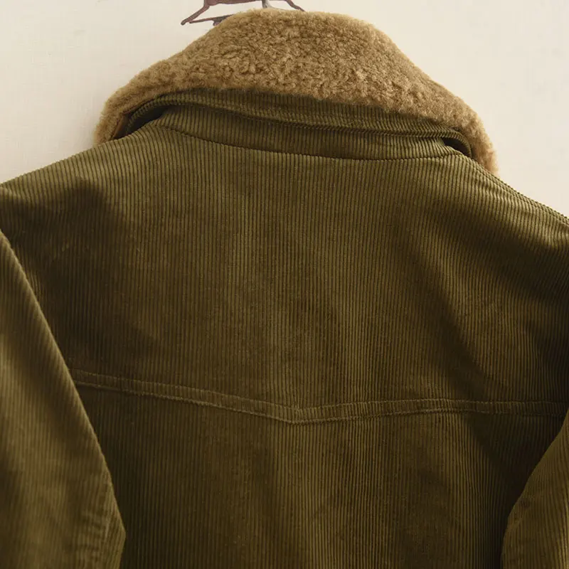 Casaco Casual F Estilo Vintage Slimming Versátil Jaqueta de Corduroy Moda de Inverno Com Fechamento de Botão de Manga ...