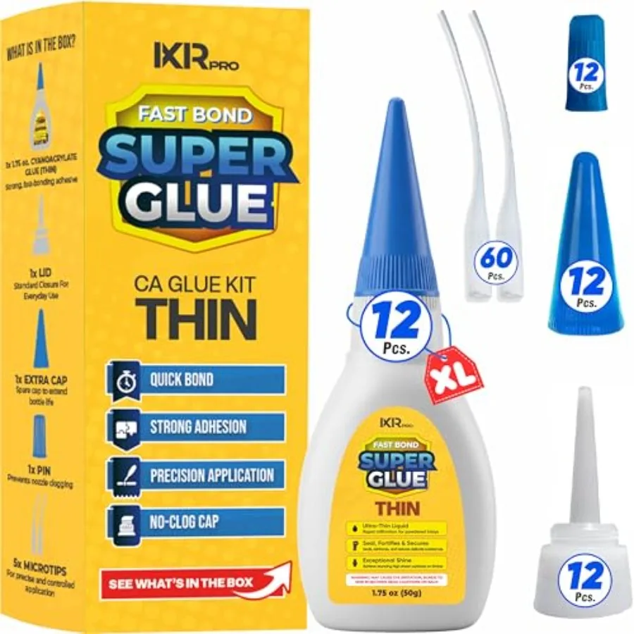 

Viscosity Kit 12x1.75 oz. Cyanoacrylate Super Adhesive for Precision Repairs: Plastic Wood Clear Fast-Drying Ideal for Tight Sp