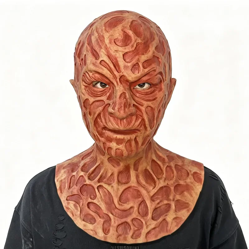 Horror full face human skin texture silicone mask halloween live person, horror party dress up hood