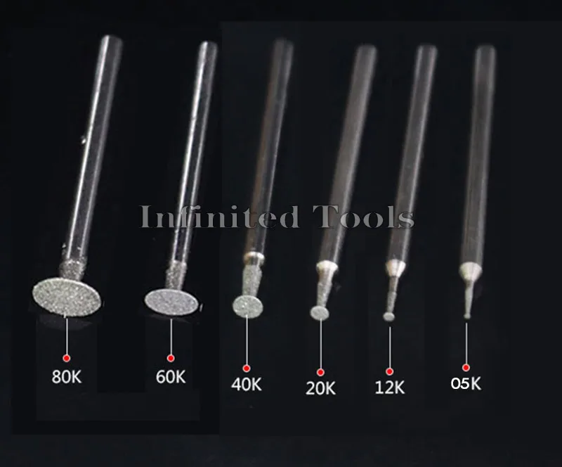 6PCS 2.35mm Shank Grinding Bit Ultra-Thin T Head Diamond Mounted Point Stone Jade Carve Polish Engrave Tool 0.5mm-8mm