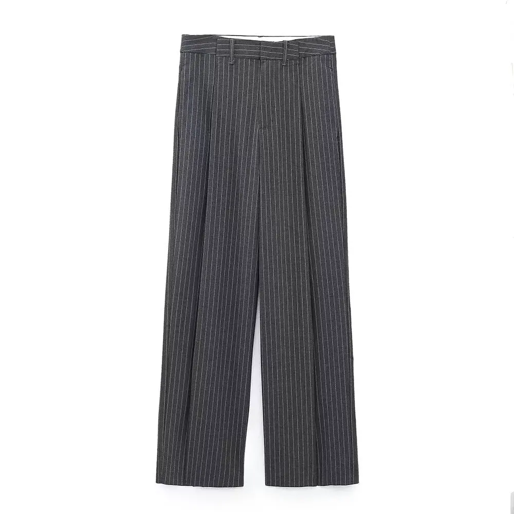 Women's new slim striped long jacket vest pants