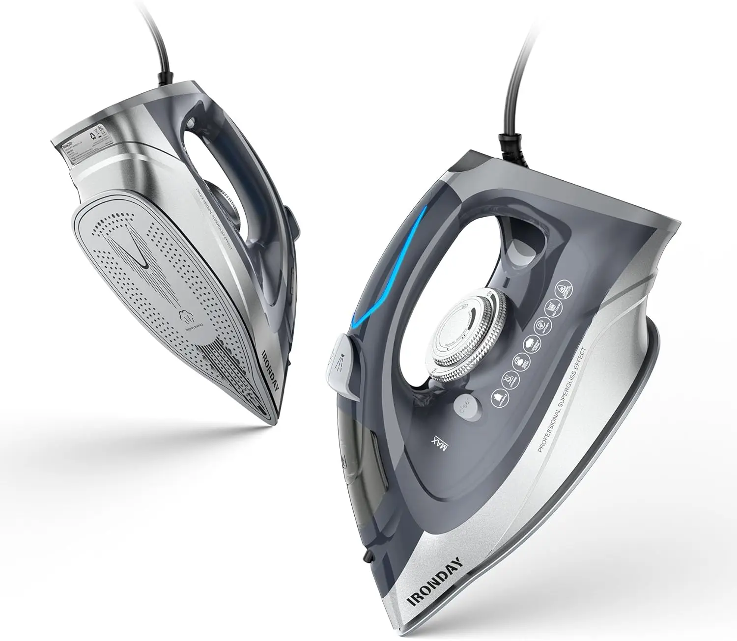 

1700W Steam Iron with Rapid Heating, Non-Stick Ceramic Soleplate, Auto Shut Off, Anti-Drip, Self-Cleaning, 10.14oz Water Tank