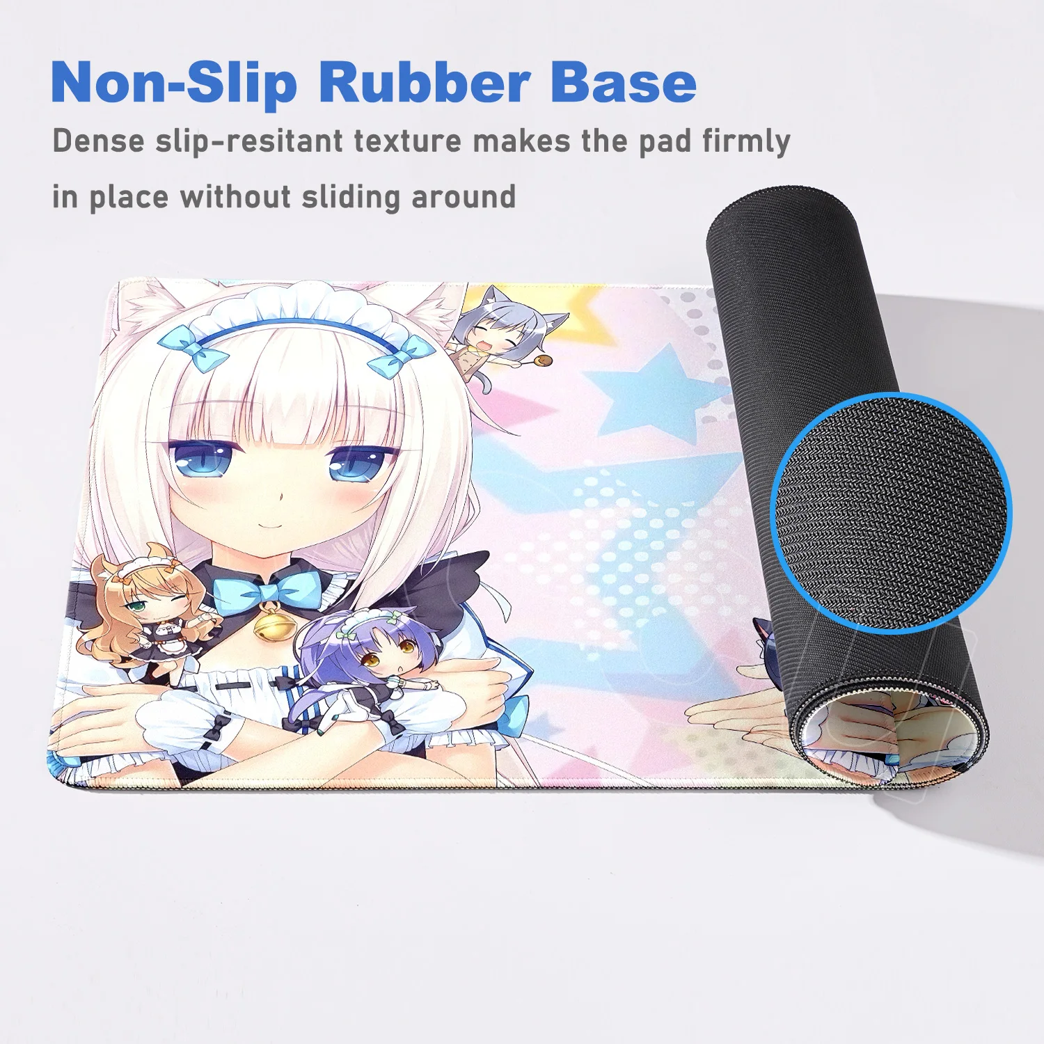 Anime Nekopara Urocza Dziewczyna Dywanik Duża Podkładka Ochronna na Biurko Komputerowe XXL Gamingowa Podkładka Pod Mysz z Obszytymi Krawędziami Gruba Mata Pod Klawiaturę Szybka Podkładka Pod Mysz — zdjęcie produktu 5