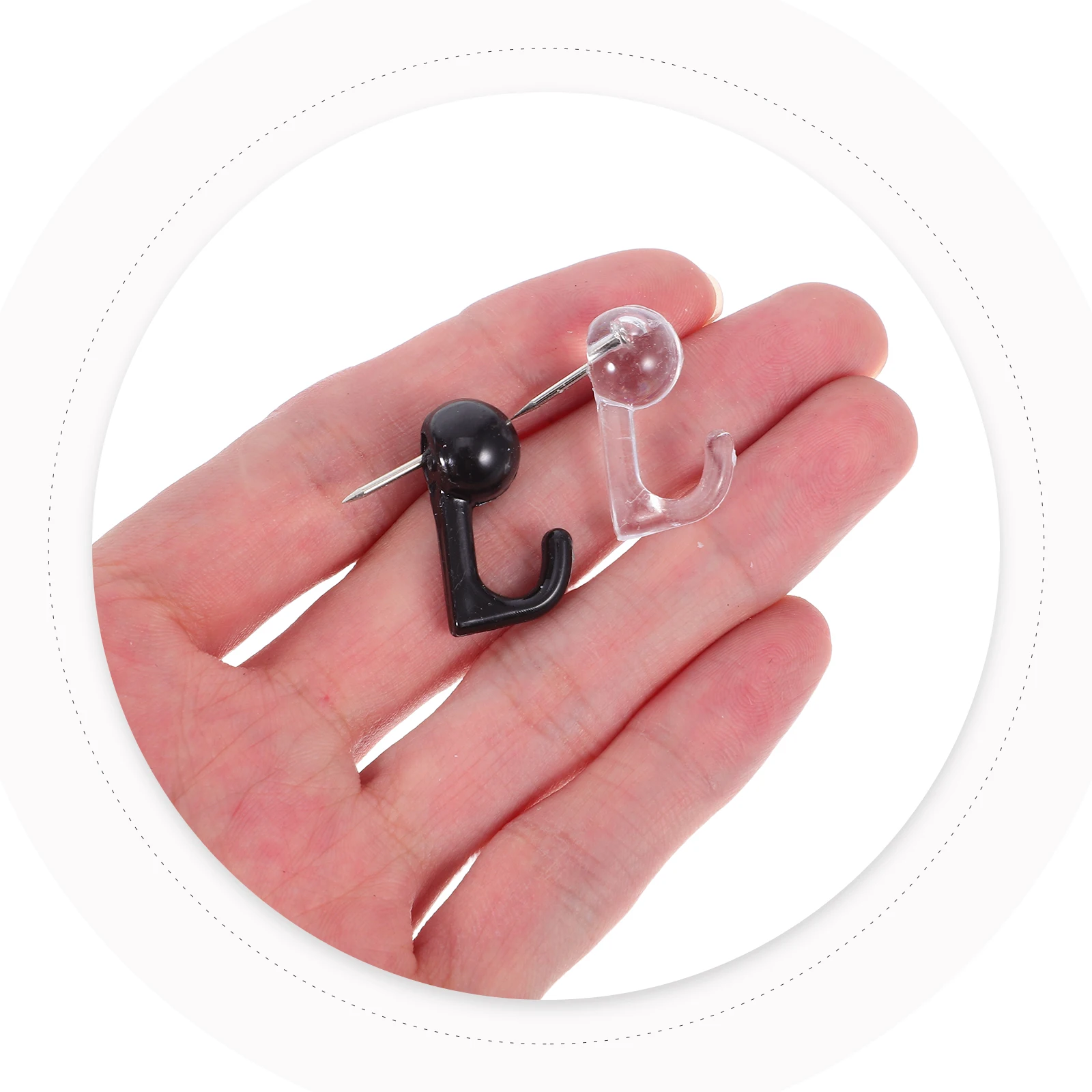 

50pcs Thumbtacks Hooks Bulletin Board Accessories Pushpins for Wall Black Transparent Mixed Office School Supplies