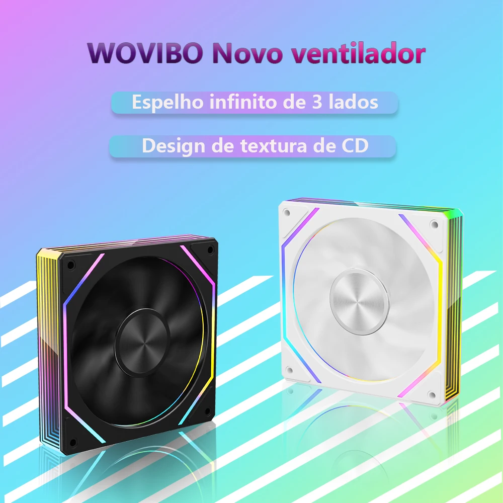 Wovibo PC ventilateur de refroidissement 120mm ordinateur ARGB infini miroir PWM 4Pin 5V 3Pin 12cm ventilateurs synchronisation