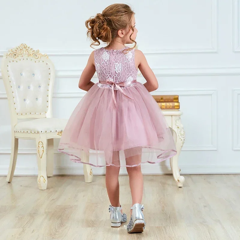 Summer Baby Girls Clothes Flower Kids Dresses for Girls Floral Lace Fluffy Princess Dress Child Pageant Birthday Party Vestidos