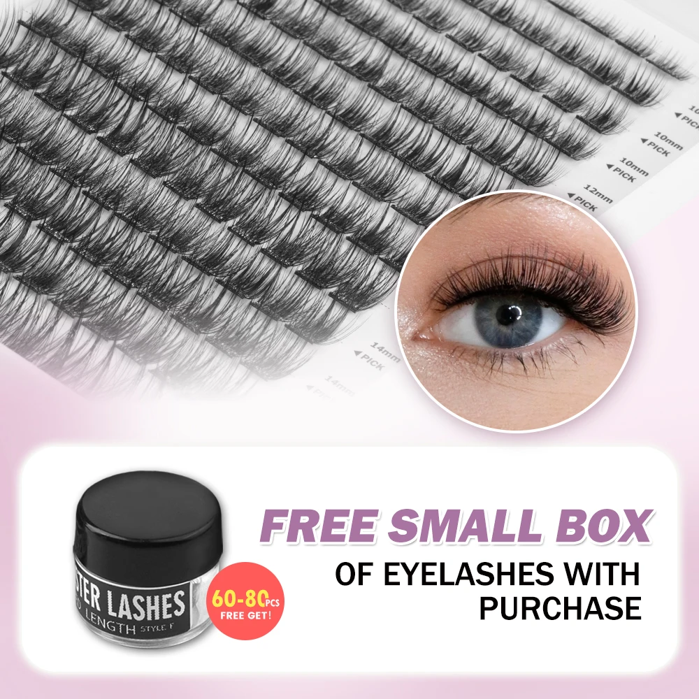 ETVITE 156 clusters of self-adhesive fluffy false eyelashes in three styles, easy to wear without any burden on the eyes