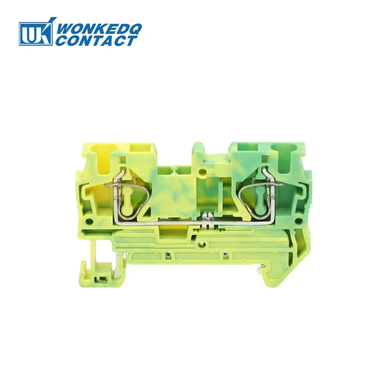 10Pcs ST4-PE Din Rail Ground Connector Spring-cage Terminal Block Feed-through Earthing Electrical Cable 4mm² Connect ST 4-PE