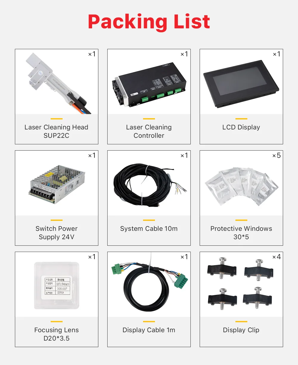 SUP22C Handgehaltener Laserreinigungskopf 1064nm 50/60Hz mit Hydrokühlung Kompatibel mit Verschiedenen Arten von Faserlasern – Detail 9