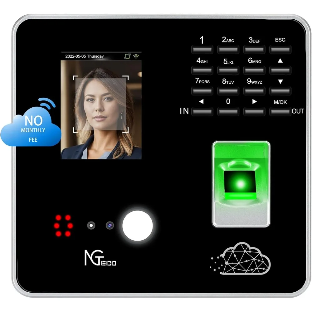 Cloud Time Clock,Upgraded TC1 Remote Control 2.4GHz WiFi Time Card Machine for Small Business with Software &App for iOS/Android