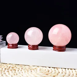Natural Crystal Polished Rose Quartz Ball Reiki Healing Stone Home Decoration Energy Gemstone Ball Mineral Ornaments Gift