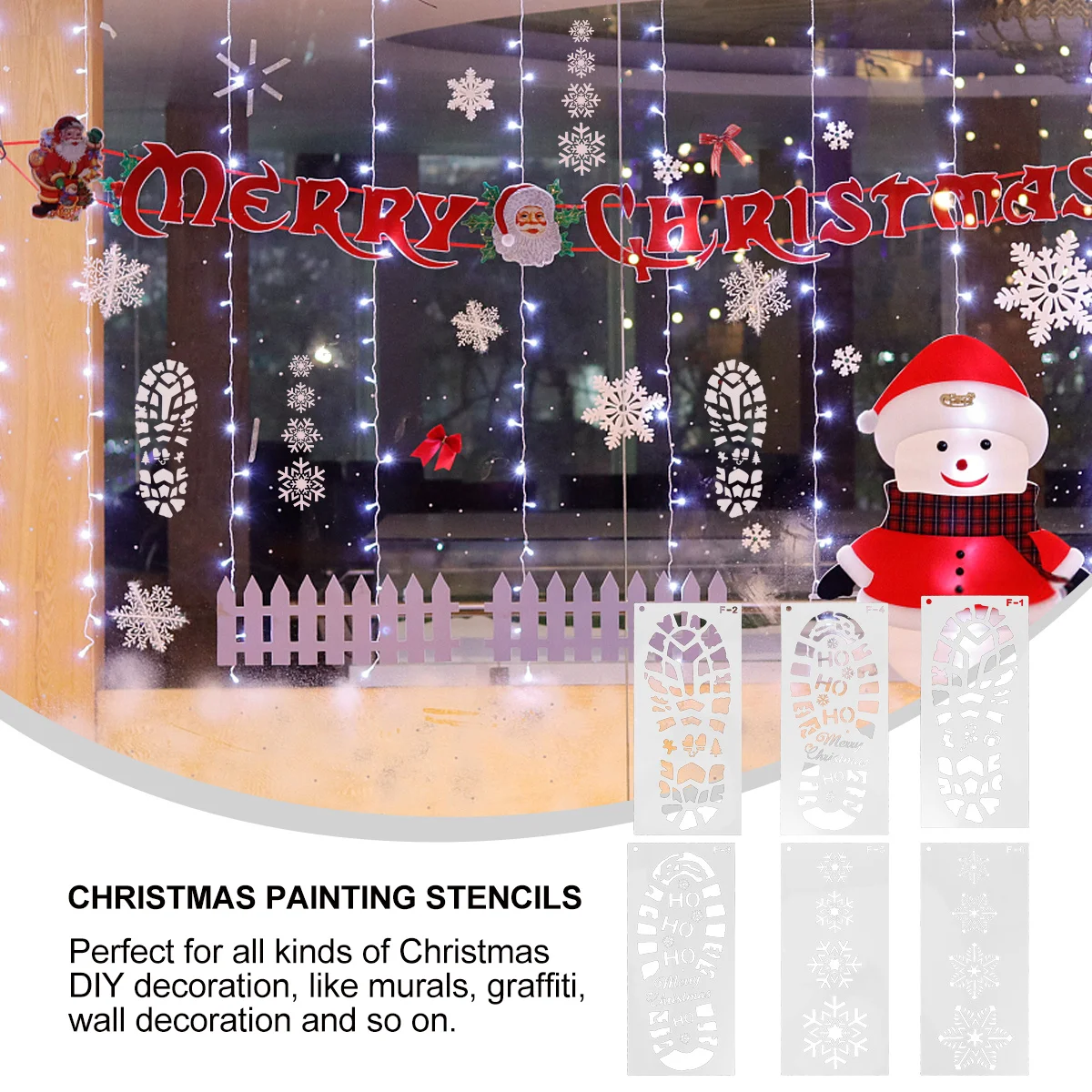 10 قطعة استنسل رسم بصمة القدم المجوفة عيد الميلاد ندفة الثلج قوالب دهان داي للجدار الكتابة على الجدران عيد الميلاد فن الديكور