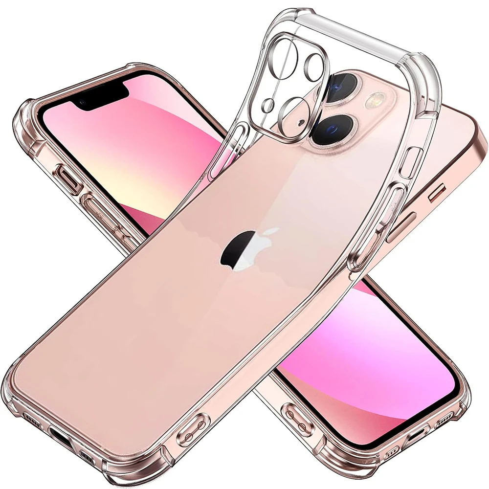 

Shockproof Silicone Soft Case For iPhone 16e 16 15 14 13 12 11 Pro Max Plus Mini Clear Ultra Thin Back Cover Luxury Shell 16pro