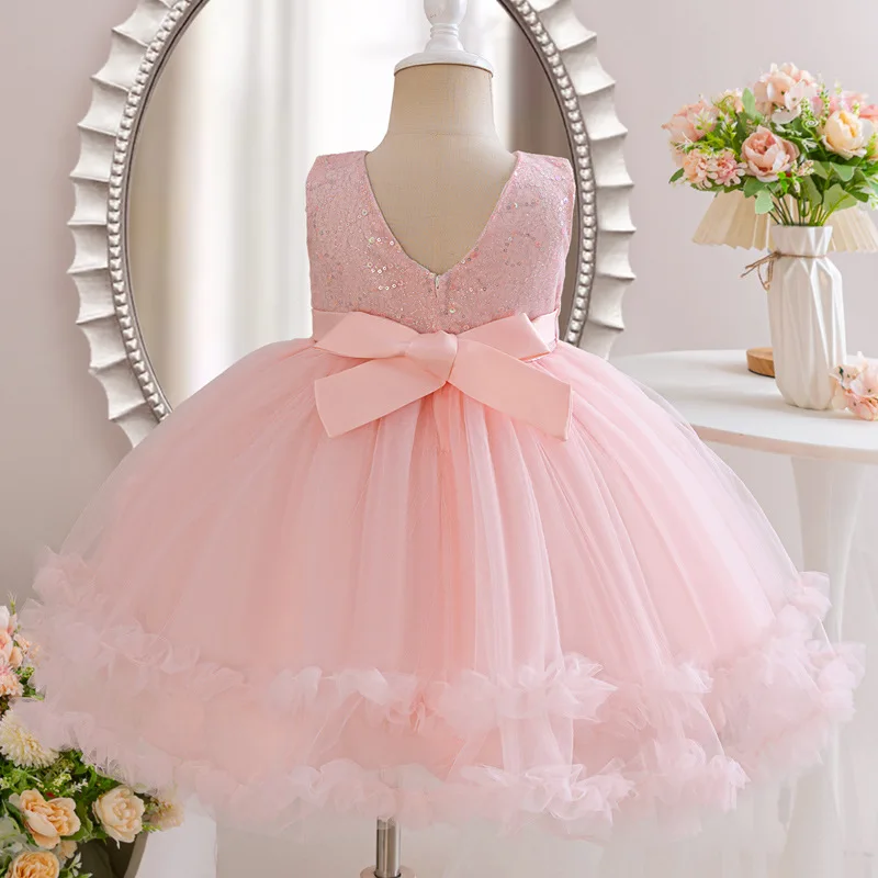 0-6 years old new baby first birthday party net fluffy girl princess dress wedding dress flower girl evening dress