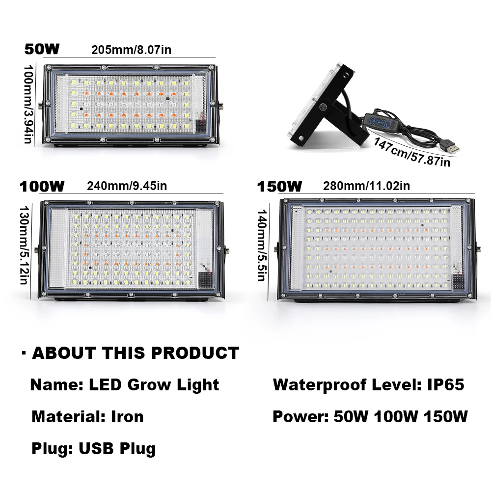 LED تنمو ضوء Phytolamp للنباتات USB 5 فولت Sunlike كامل Specturm أضواء النبات سطوع قابل للتعديل الكاشف المائية IP65