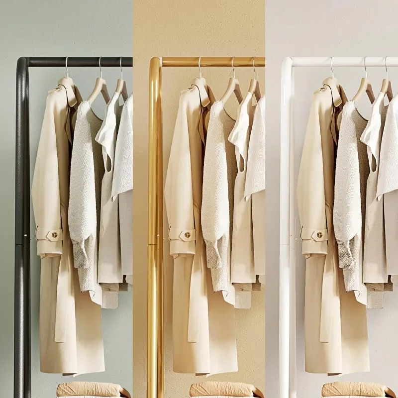 Portable Metal Small Garment Rack, Sturdy Clothing Rack with Double Layer Shelf for Storing Clothes, Shoes, Suitable for Bedroom