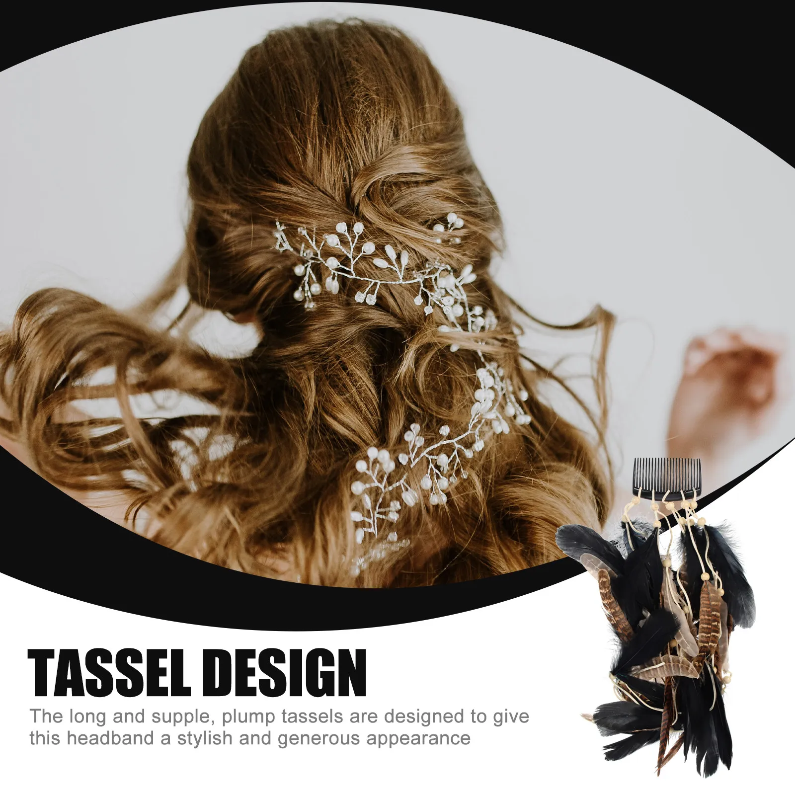 

Bohemian Plume Headband Elegant Long Tassel Hair Band Decorative Costume Accessory Stylish Plume Headdress Women Party Props