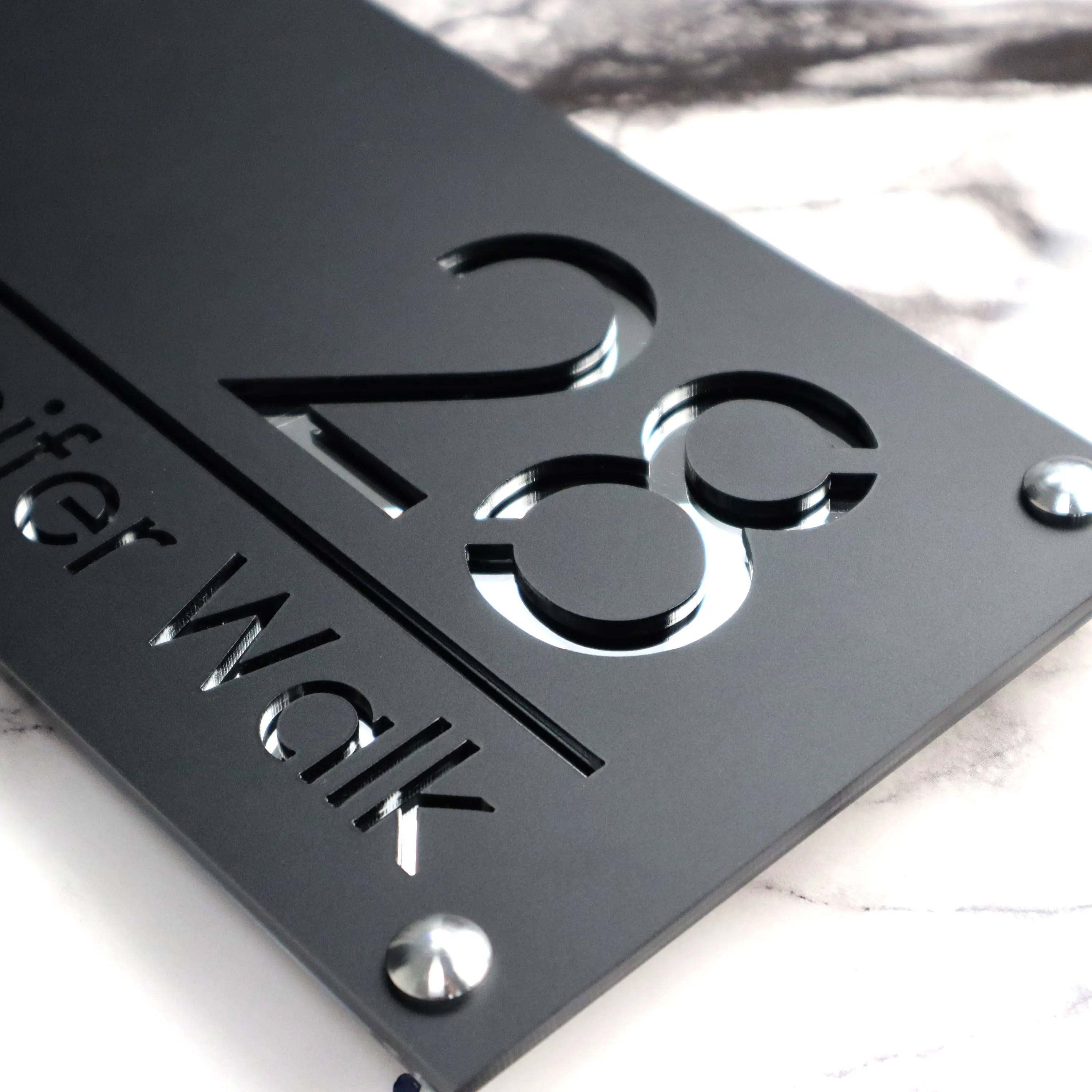 Personalized Custom Laser Cut Acrylic House Number Sign Address Plaque Floating Matte Black Grey Gold Home Outdoor Name Plate