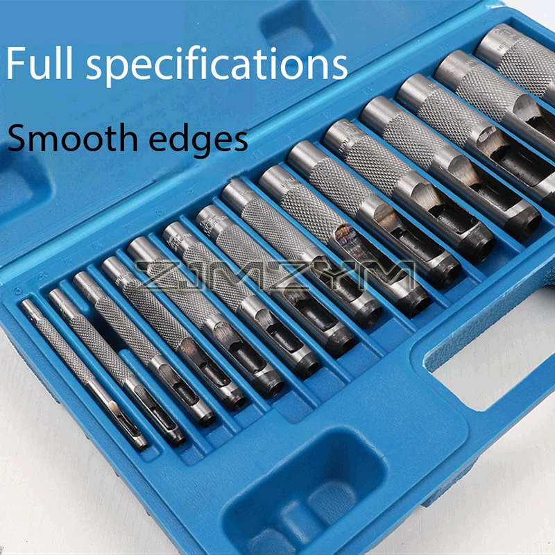 15Pcs Multi-Function Leather Hole Punch Set Belt Hole Puncher Round Punch Tool Kit for Leather Craft DIY