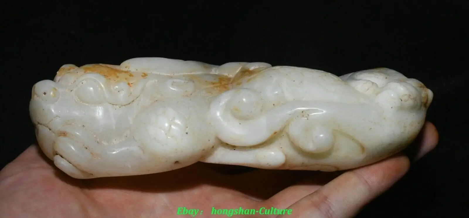 Statue de bête Pixiu en jade blanc de la dynastie chinoise ancienne, 5.9 pouces, représentant des troupes courageuses