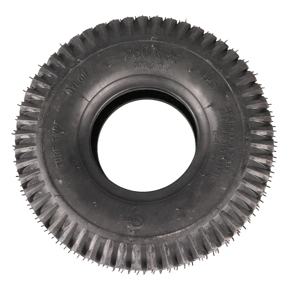 Wear Resistant Tyre 260x85 4 Inch Black Puncture Proof Fits Mobility Scooter Block Tread