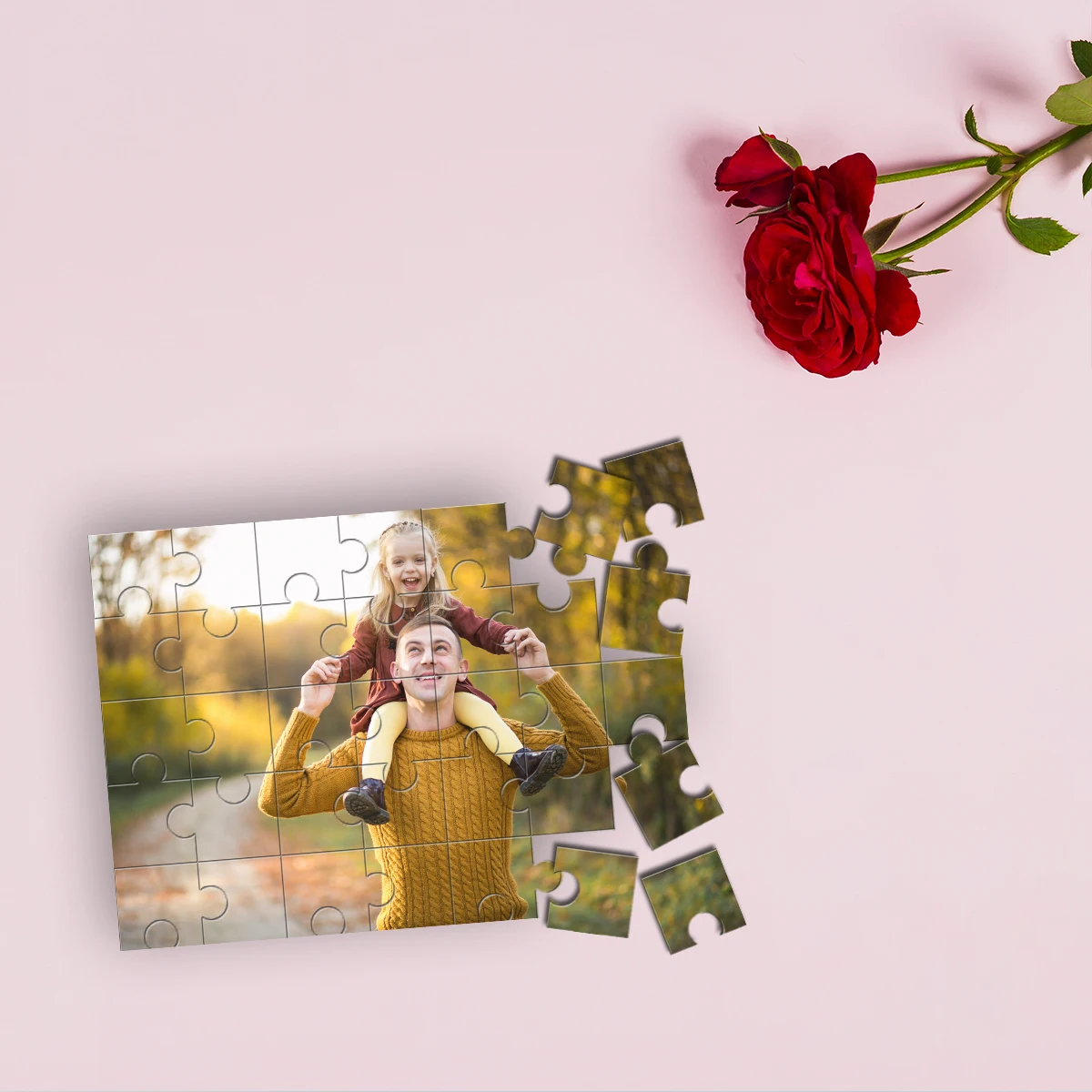 الأب والابن المبتكر يفرحون. صورة مخصصة اللغز شخصية الضغط الألغاز الألغاز المخصصة في الصور