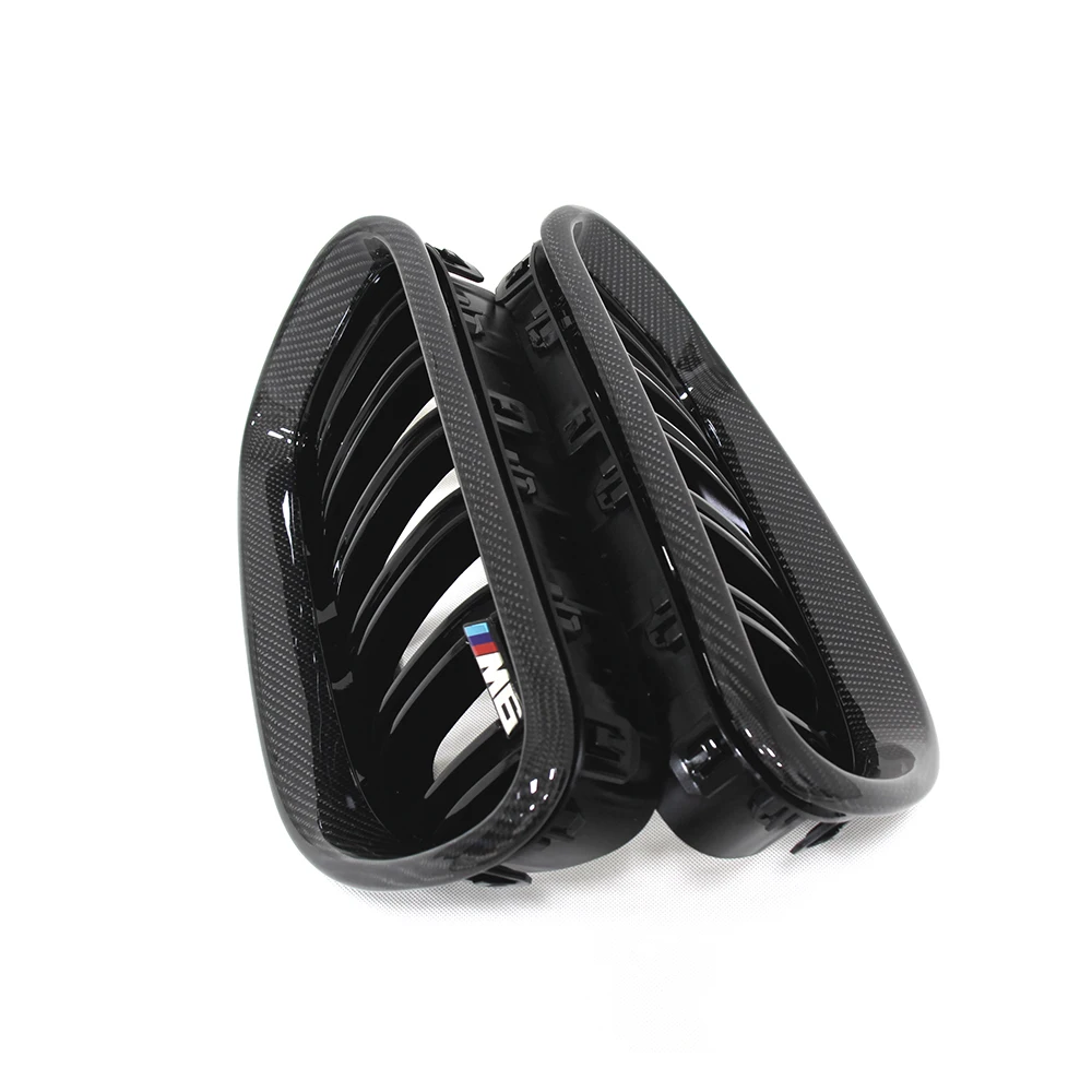 شبكة أمامية من الكربون الحقيقي لسيارات BMW 2012-17 6 Series M6 F06 F12 F13 مدخل هواء المصد الأمامي شرائح مزدوجة شوايات 640i 650i 640d