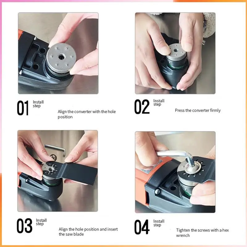 

A93Z 2 Set Converter For Starlock Adapter Tool Star Lock System Power Tools Oscillating Saw Blade Adapter Install Hand Tools
