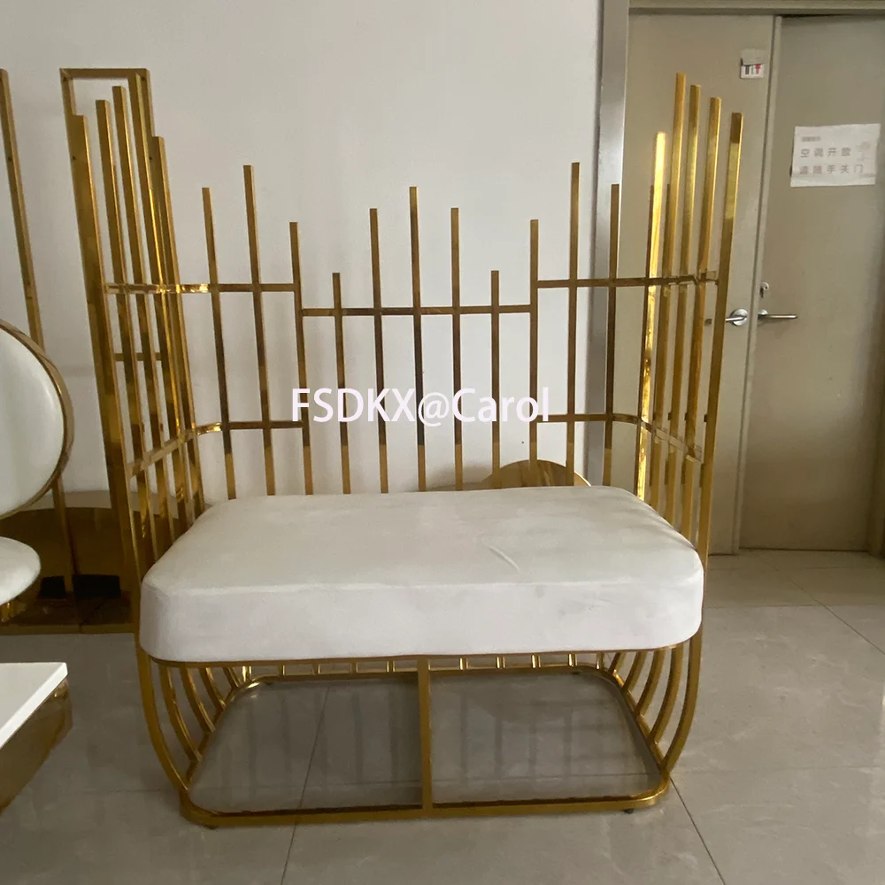 

Event furniture golden stainless steel double seat sofa for wedding