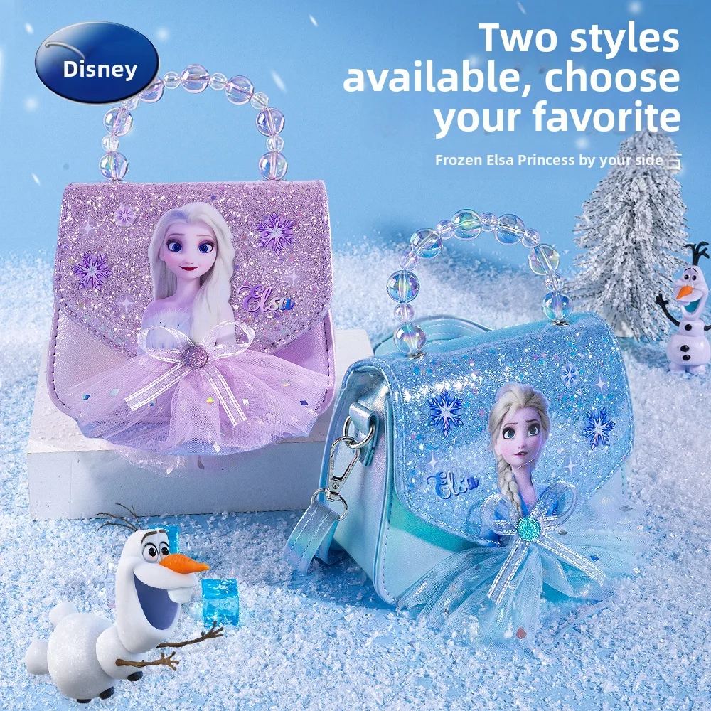 ديزني فروزن إلسا الأميرة بريق حقيبة كروسبودي لطيف الكرتون الترتر حقيبة يد للأطفال طفل الفتيات حقيبة كتف صندوق هدايا عيد الميلاد
