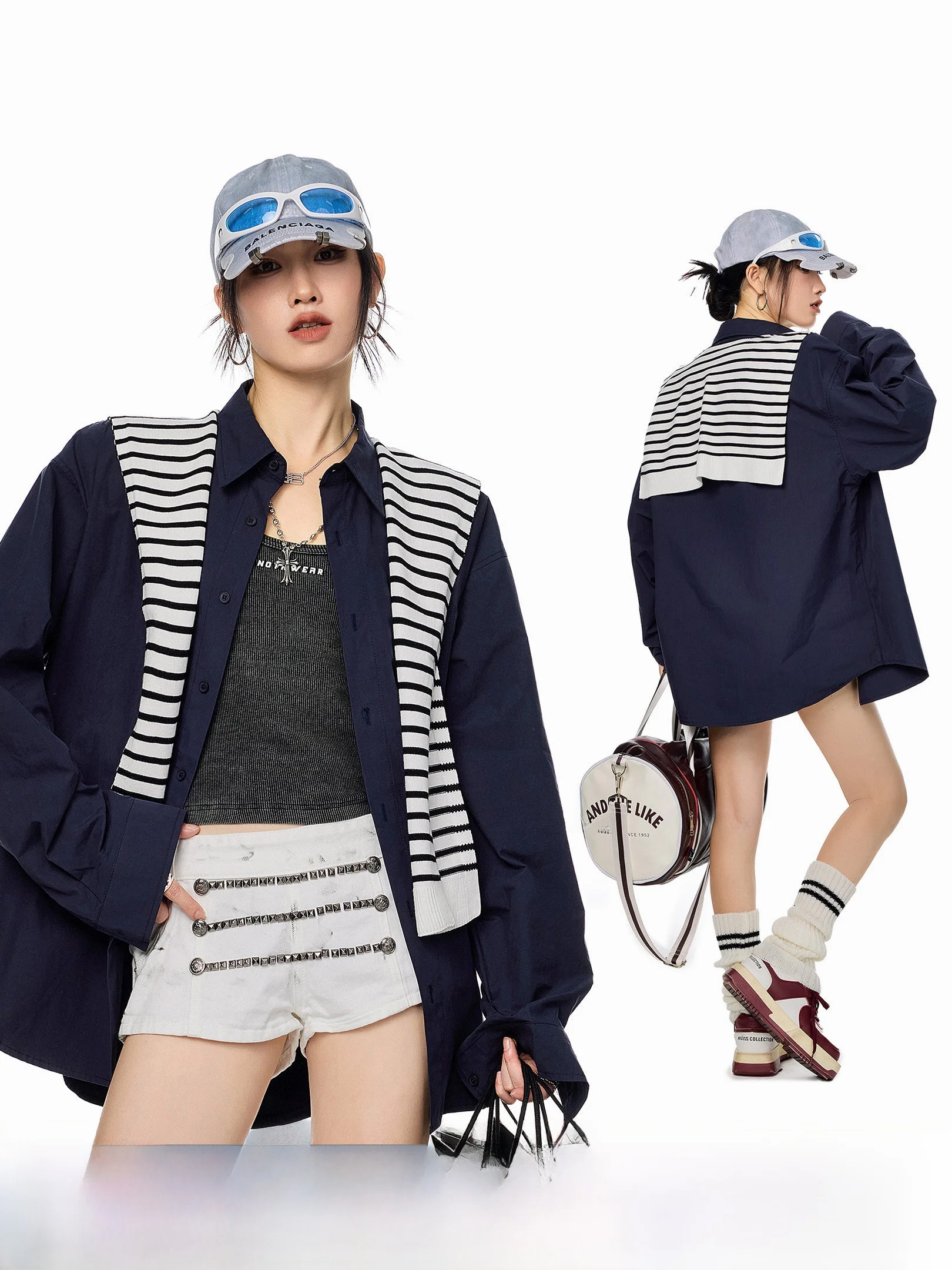 

Ich Mode American Retro Long Sve irt Women Spring ular Loose irt Jaet Top New 2026 Breathable Thin Cotton Blend