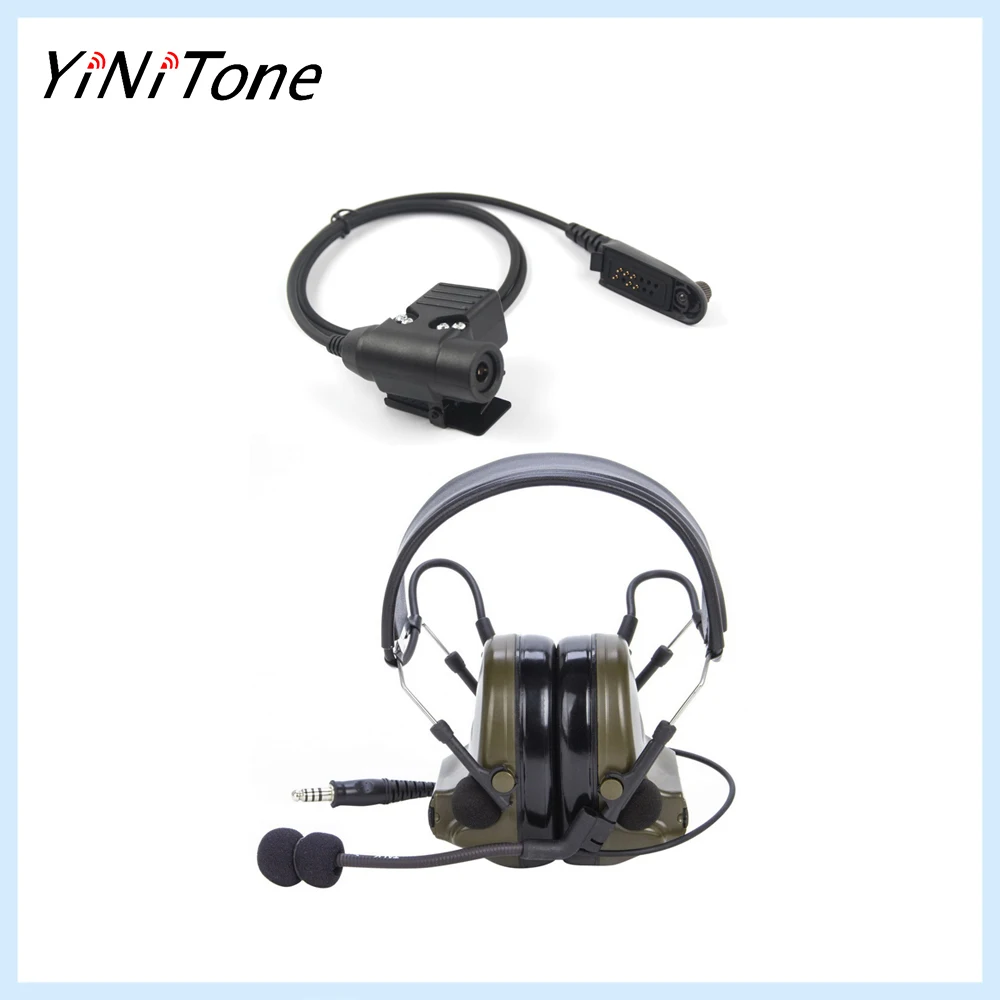 

Green U94 PTT Aviation Pilot Earpiece Microphone Noise Reduction Hearing Protection Shooting Headset For Motorola GP140 GP320 GP