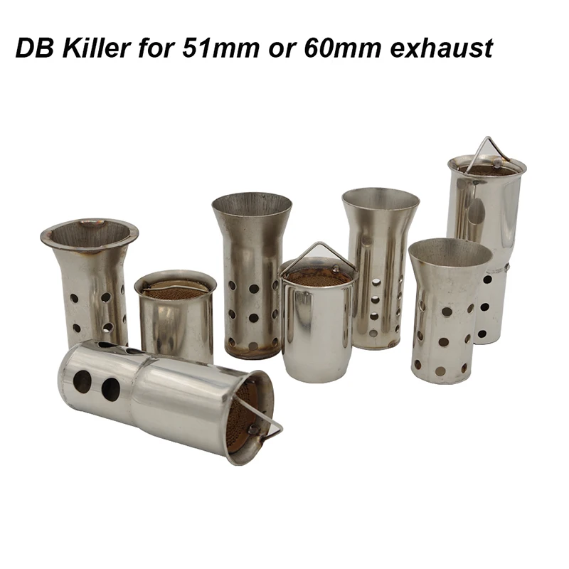 Motorcycle 51mm 60mm Inlet Exhaust Muffler Adjustable DB Killer Noise Sound Eliminator Front Catalyst Remov DB killer