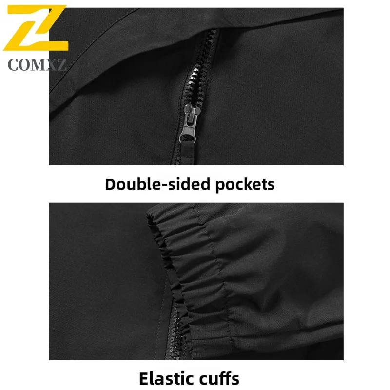 COMXZ 2025 Mens Jacket Casual Outdoor Mountain Windproof Jackets Classics Hooded Hiking Style Loose Spring Autumn Clothing