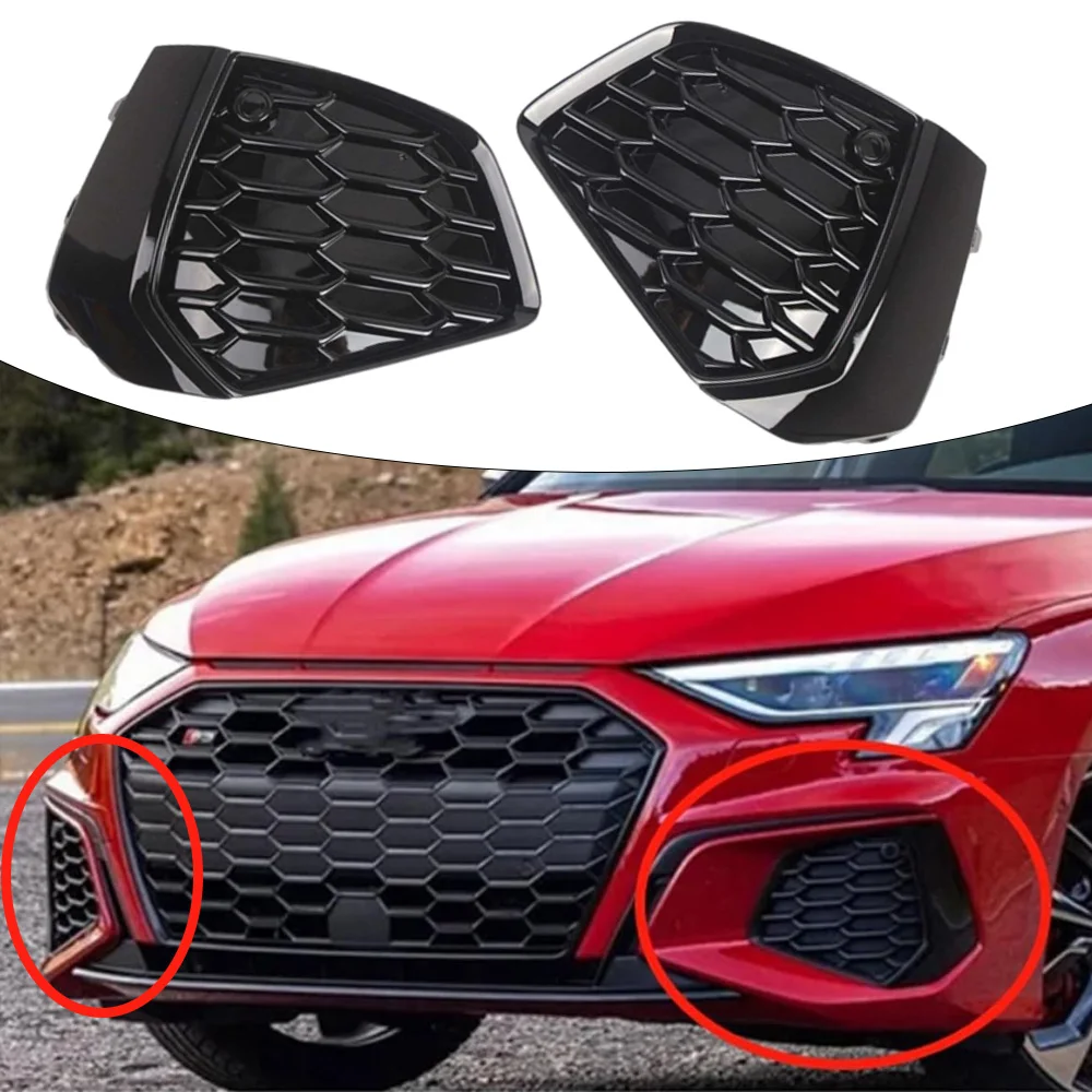 

2Pcs Front Bumper Fog Light Bezel Grille Grill Cover for Audi A3/S3 Sedan 8Y S Line 2020 2021 2022 2023 8YG807671A, 8YG807672A