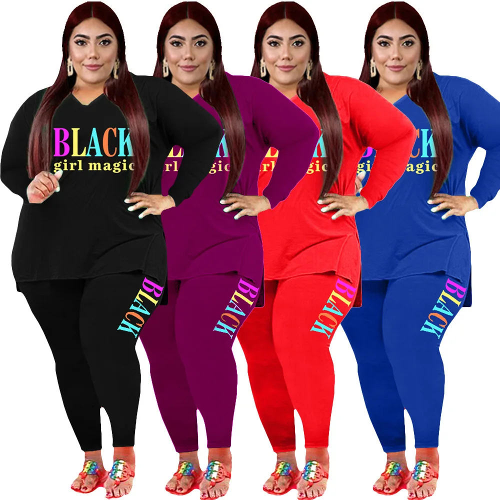 XL-5XL Wholesale Dropshipping 2022 Winter Women Clothing Plus Size Sets Sports Long Sleeve Pants Suits 2 Piece Outfits Female